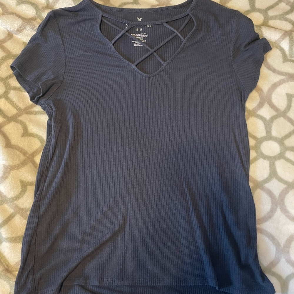 American Eagle Criss Cross Neck Shirt